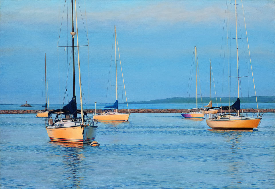 Harbor Evening , 2009, oil on panel, 13 x 19 in